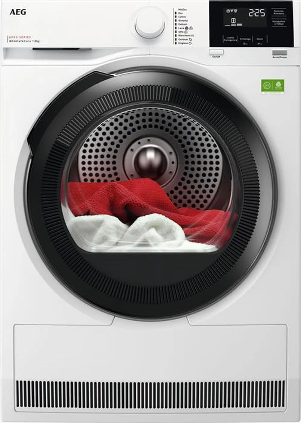 AEG, Sušičky s tepelným čerpadlem, ASCIUG 8KG ABSOLUTECARE MIXDRY HYGIENE EXISTEDRY WOOLMARK, Černá, 8KG