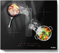 Cooksir, Varné desky, Indukční varná deska 4 desky s parním extraktorem, vložka 60cm, Černá, 60cm, 575 × 490 mm, 6400 W, 135 W