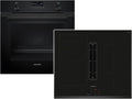 Siemens PQ526EA6BZ HB279GBB3, Sety sporáku a trouby, Sada pyrolytických pekařských stolů hluboké černé Inox + Indukční Cooktop Fume