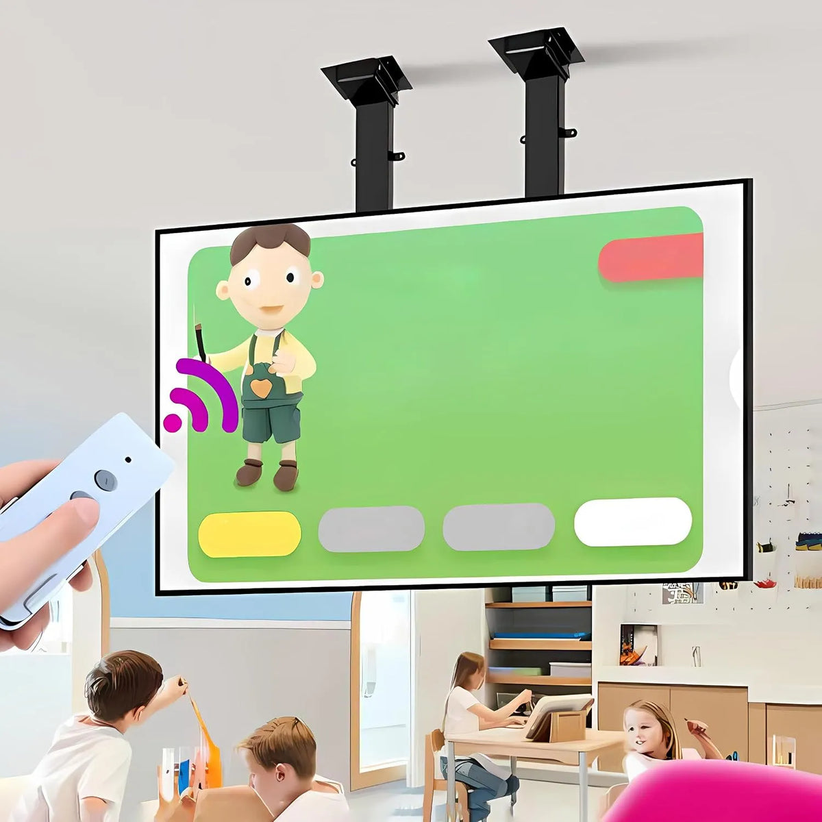 RAJYQODIS 100-Zoll-Fernseher, Nástěnné a stropní držáky, tv Výtah elektrický, tv stropní držák elektrický S dálkovým ovládáním a ruční, Černá