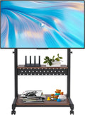 Akuoyiexemye, Stojanové nohy, TV stojan 108, 5-128, 5CM výška nastavitelná, TV stojan na podlahu s válečky pro, Černá, 128, 5CM, 100KG, 108