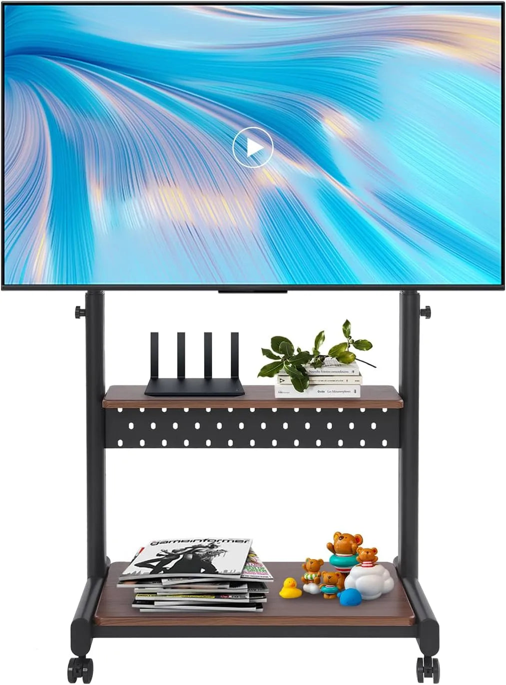 Akuoyiexemye, Stojanové nohy, TV stojan 108, 5-128, 5CM výška nastavitelná, TV stojan na podlahu s válečky pro, Černá, 128, 5CM, 100KG, 108