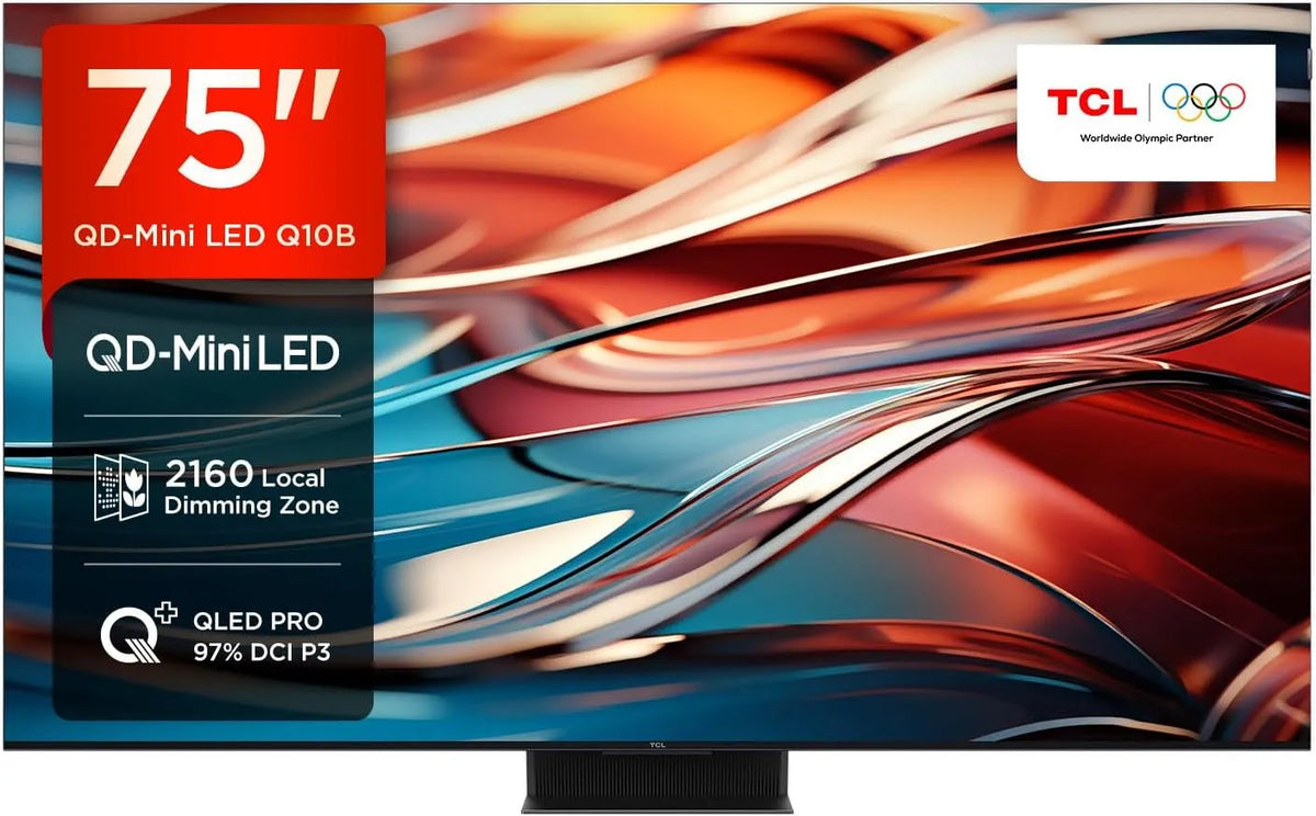 TCL 75Q10B 3500nits, Televizory, 75 palců QLED PRO MiniLED TV, 4K UHD, 4K HDR, Smart Google TV s 144Hz Motion, Černá, QLED, MiniLED, 4K, 144Hz