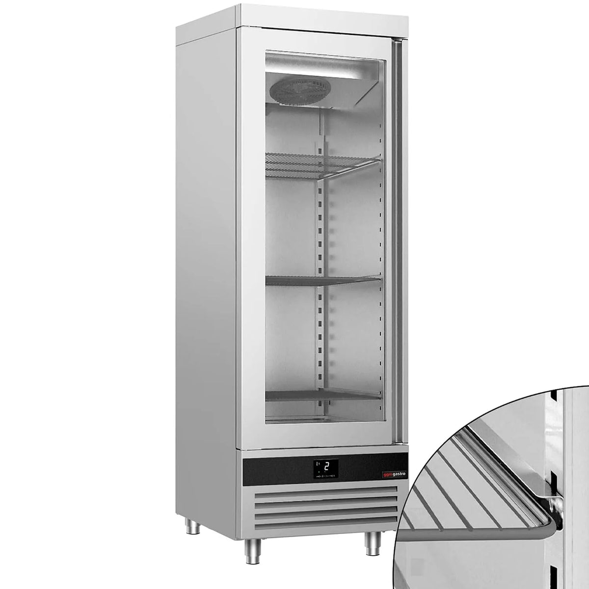 GGM Gastro, Kombinované chladničky s mrazákem, Lednice 600 L GN 2 / 1 Skleněné dveře, Bílá, 600 L, 60 mm, 700 mm, 843 mm