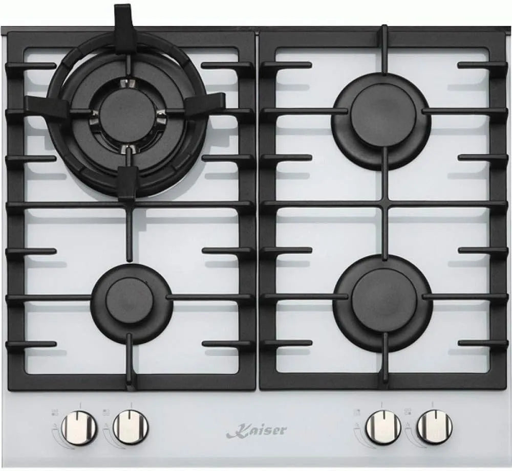 Kaiser, Varné desky, CHEF Luxusní bílý plyn Kochfeld 60cm Autopark, plyn Kochfeld, plyn na bílé sklo, Bílá, 60cm, 4 v, 3.8 kW, 6380W