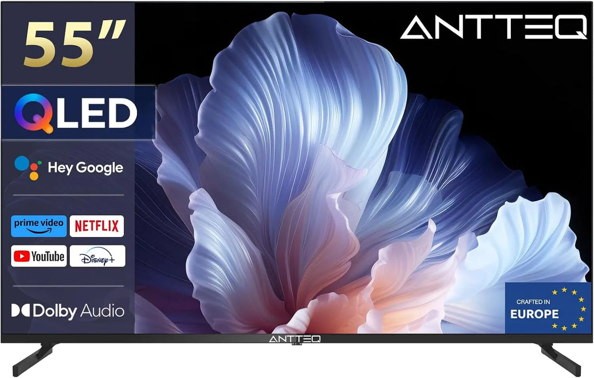 Antteq GHz/5GHz HDR10, Televizory, Q55 QLED 4K Smart TV 55 palců (139cm), Google Assistant, s Triple Tuner, App, Černá, 5G, QLED, 4K, 139cm