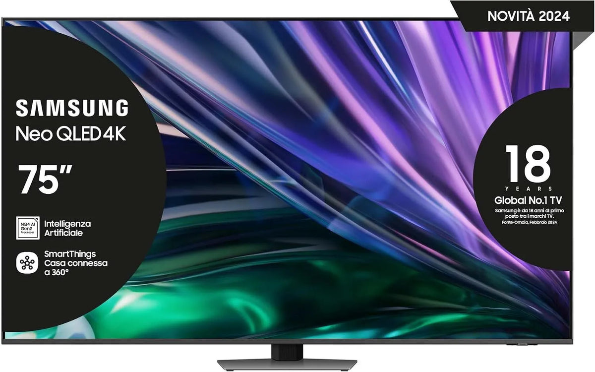 Samsung DVBT-2 QE75QN85DBTXZT, Televizory, TV Neo QLED 4K, Smart TV, 75 palců, procesor NQ4 AI Gen2, jednoduchý Chamfer, Stříbrná, 85DB, QLED