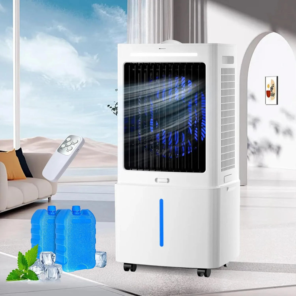 Generic, Mobilní klimatizace, 25L přenosný chladič vzduchu, 75W ventilátor, dálkové ovládání, 12H časovač, 3, Bílá, 25L, 75W, 3 L, 30 dB
