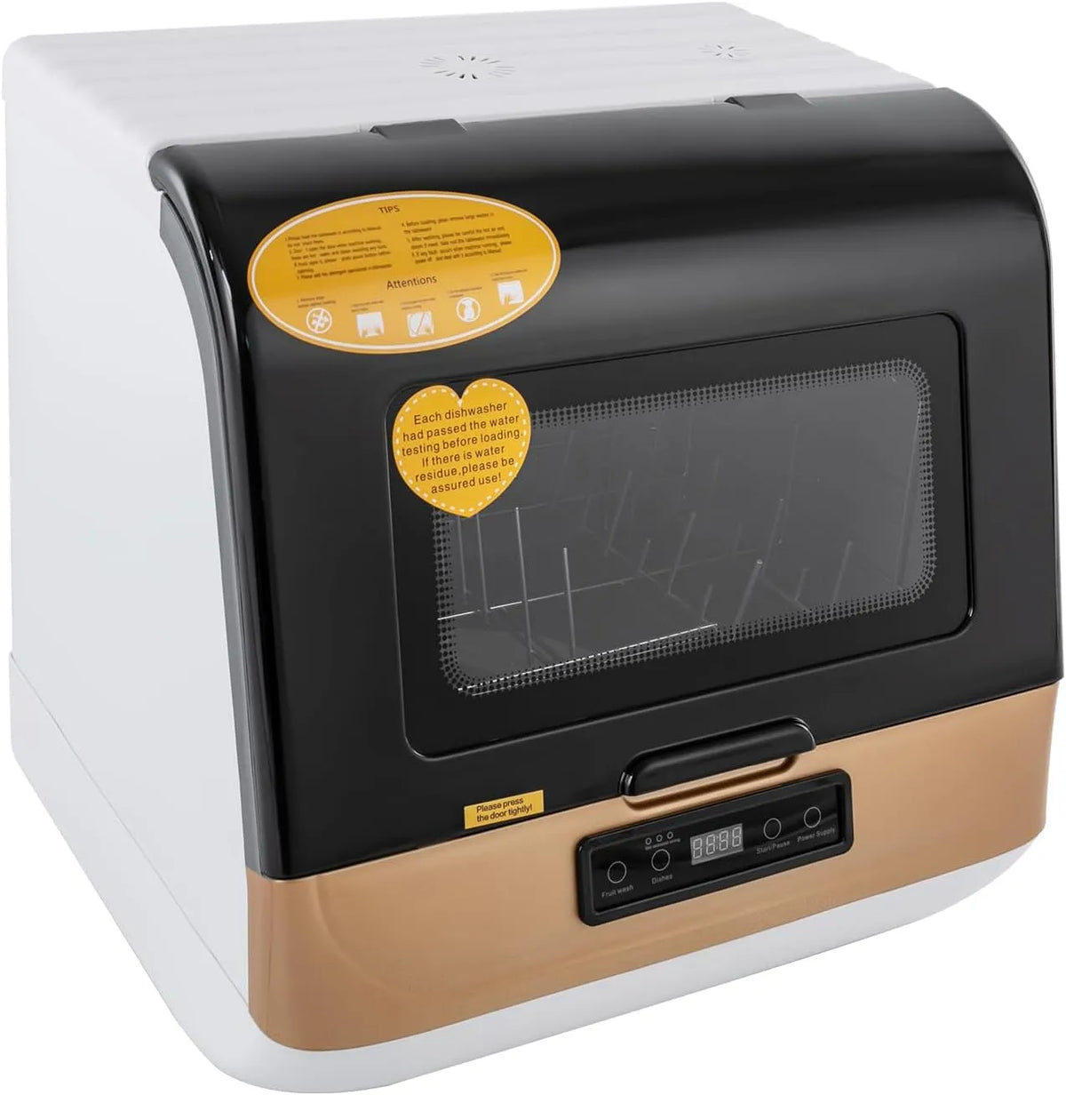 Ecoggeder, Stolní myčky nádobí, Mini myčka nádobí, oddělená myčka nádobí se 3 pracími režimy, Zlato, 220V, 800W, 50 Hz