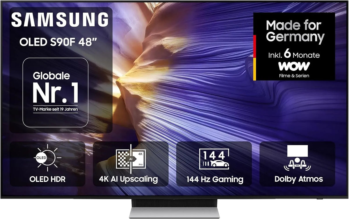 Samsung S90F Gen3, Televizory, OLED 4K 48 palců (121 cm), UHD TV, NQ4 AI procesor, OLED HDR, 4K Upscaling Pro, Černá, OLED, 4K, 121 cm, 144Hz