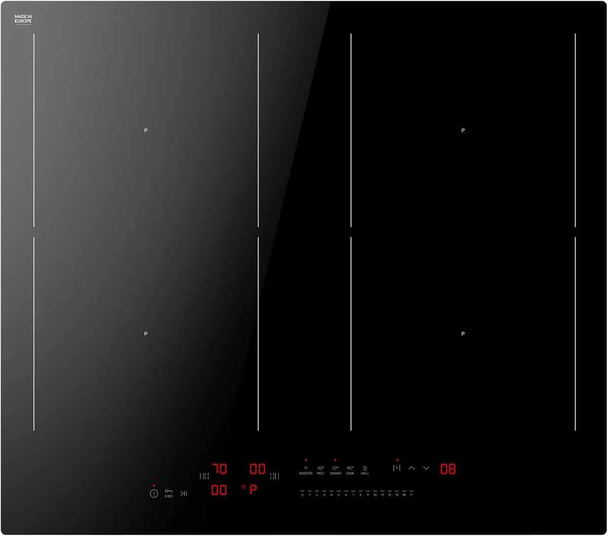Amica 59.2x52.2, Varné desky, Axica induction hob cm 4 zóny vaření 2 zóny mostu AKIA 7790, Černá, 2x52, 2 cm