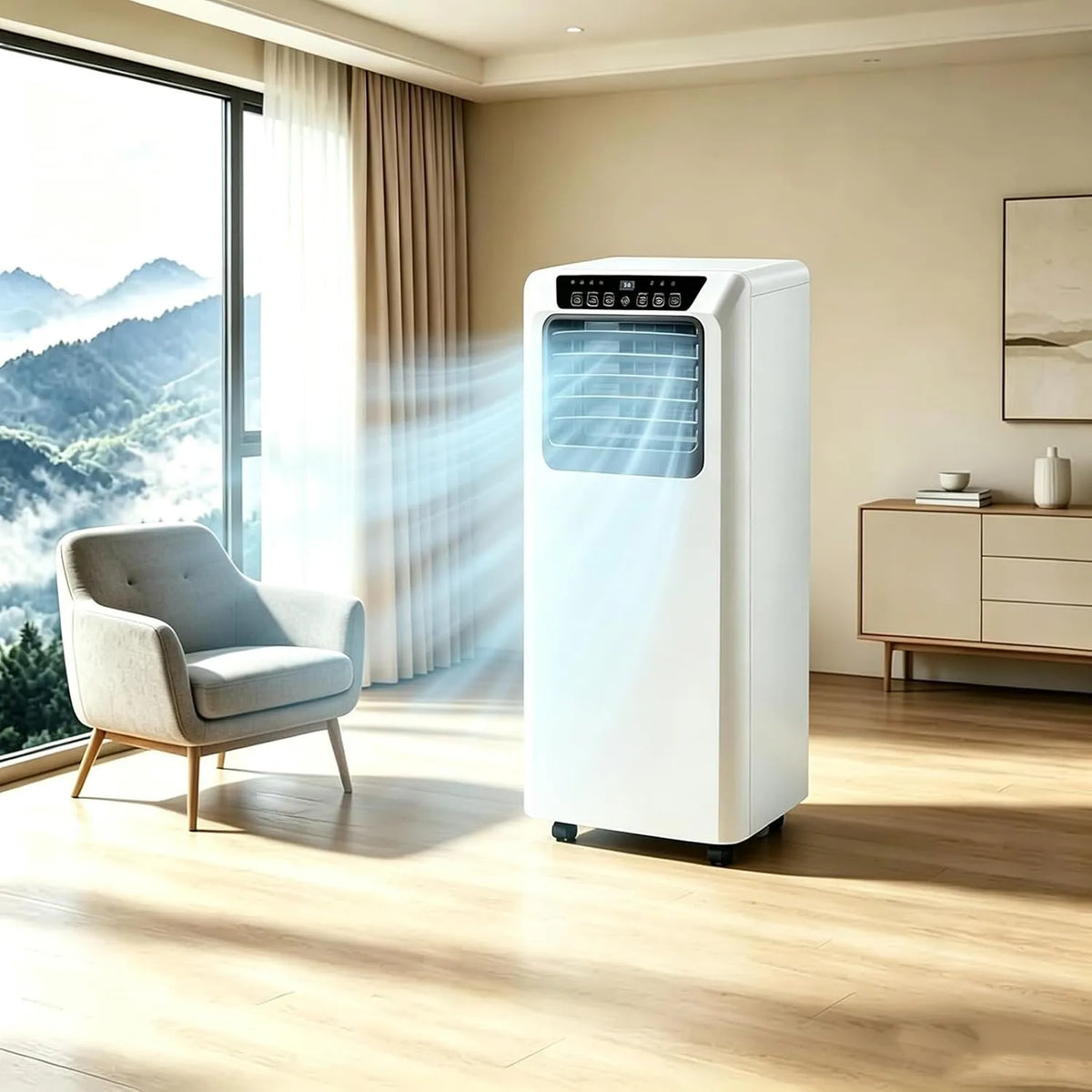 LOODIKA 4-in-1 30m2, Mobilní klimatizace, Air Pro 12000 BTU Přenosný AC Smart Wifi jednotka s 24h Timer & Window Kit, Bílá, 12000 BTU, 1 V