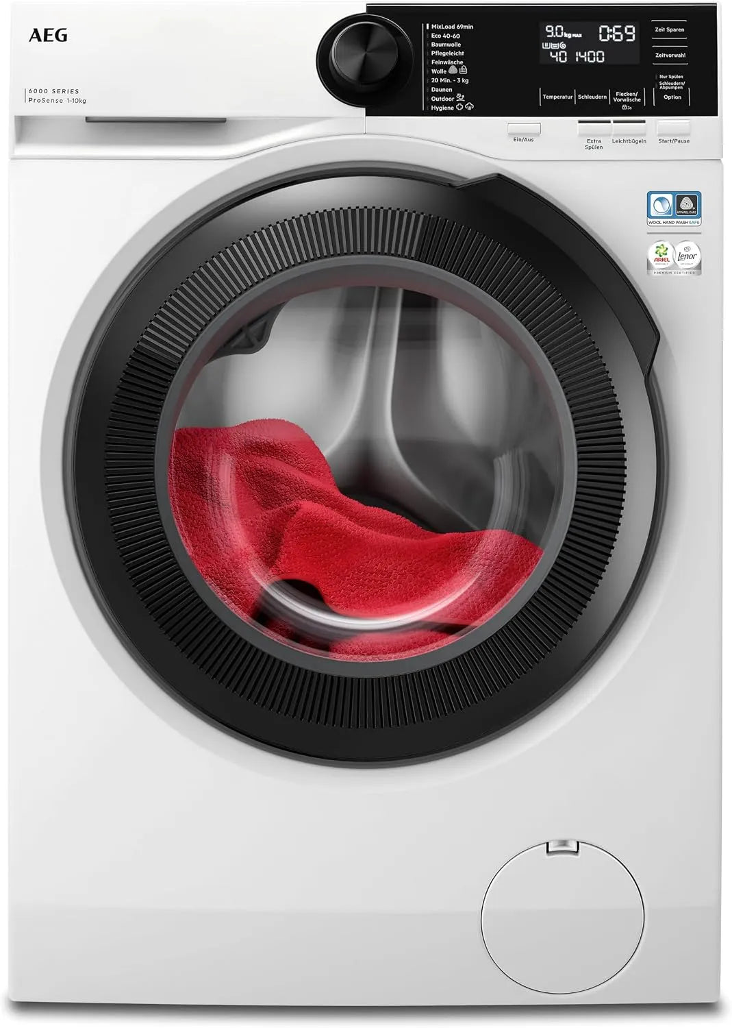AEG LR6AMZ410FL, Pračky, pračka 10 kg, 6000 ProSense série: Automatické množství pro automatické nastavení, Bílá, 10 kg, 9W, 11G, 4W