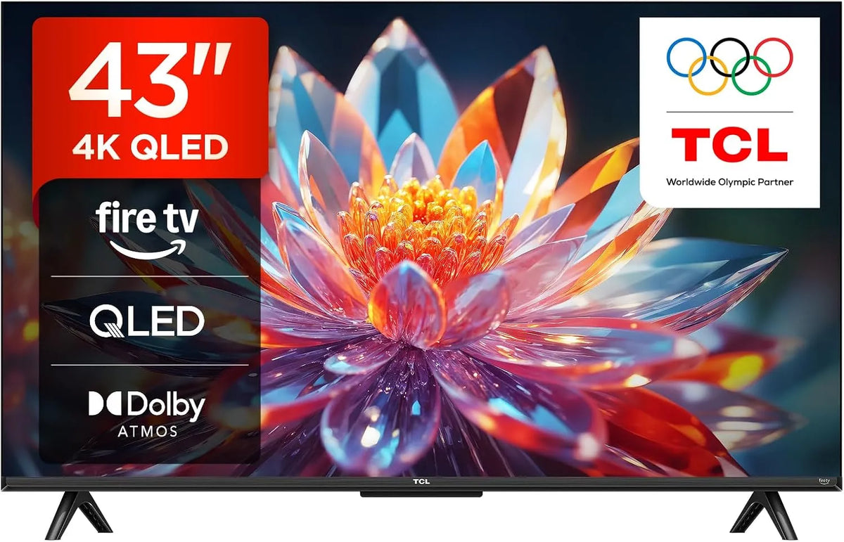 TCL HDR10 43T6C, Chytré televizory, + 43 palců QLED TV, 4K UHD Fire TV, Dolby Vision & Atmos, Smart TV s hlasovou, Černá, QLED, 4K, 5G