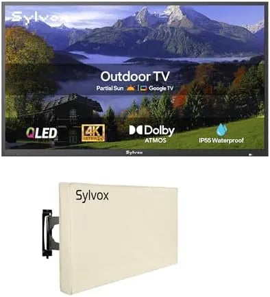 SYLVOX, Televizory, Outdoor TV, 65 palců Chytrý QLED TV, Weatherfest Venkovní TV Podpora Google, Černá, QLED, 4K, 55 V, 10W