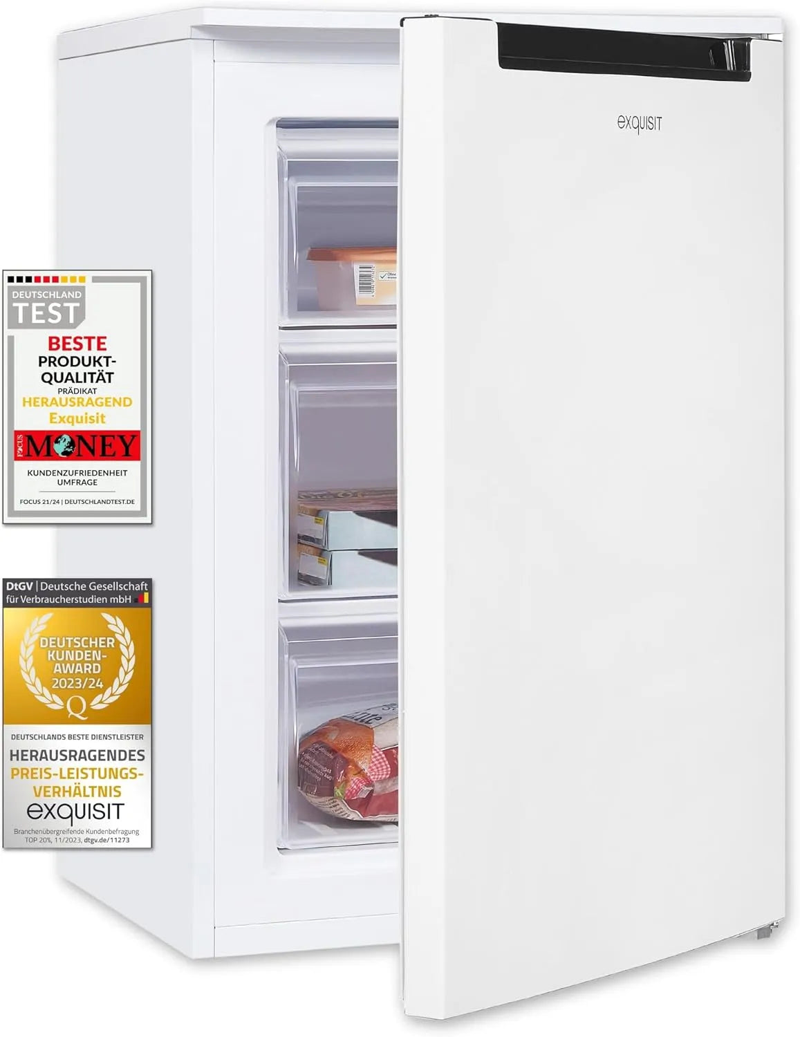 Exquisit GS81-040D, Mrazničky, Extensible Mrazicí box - Stojící zařízení s 87 l užitečnou kapacitou, Bílá, 87 l