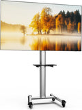 XTRARM, TV stolky a nízké skříňky, Proton 500 mobilní TV stojan s válečky, police, zásuvky, USB porty, výška 211cm, Černá, 211cm, 40 kg, 200x200