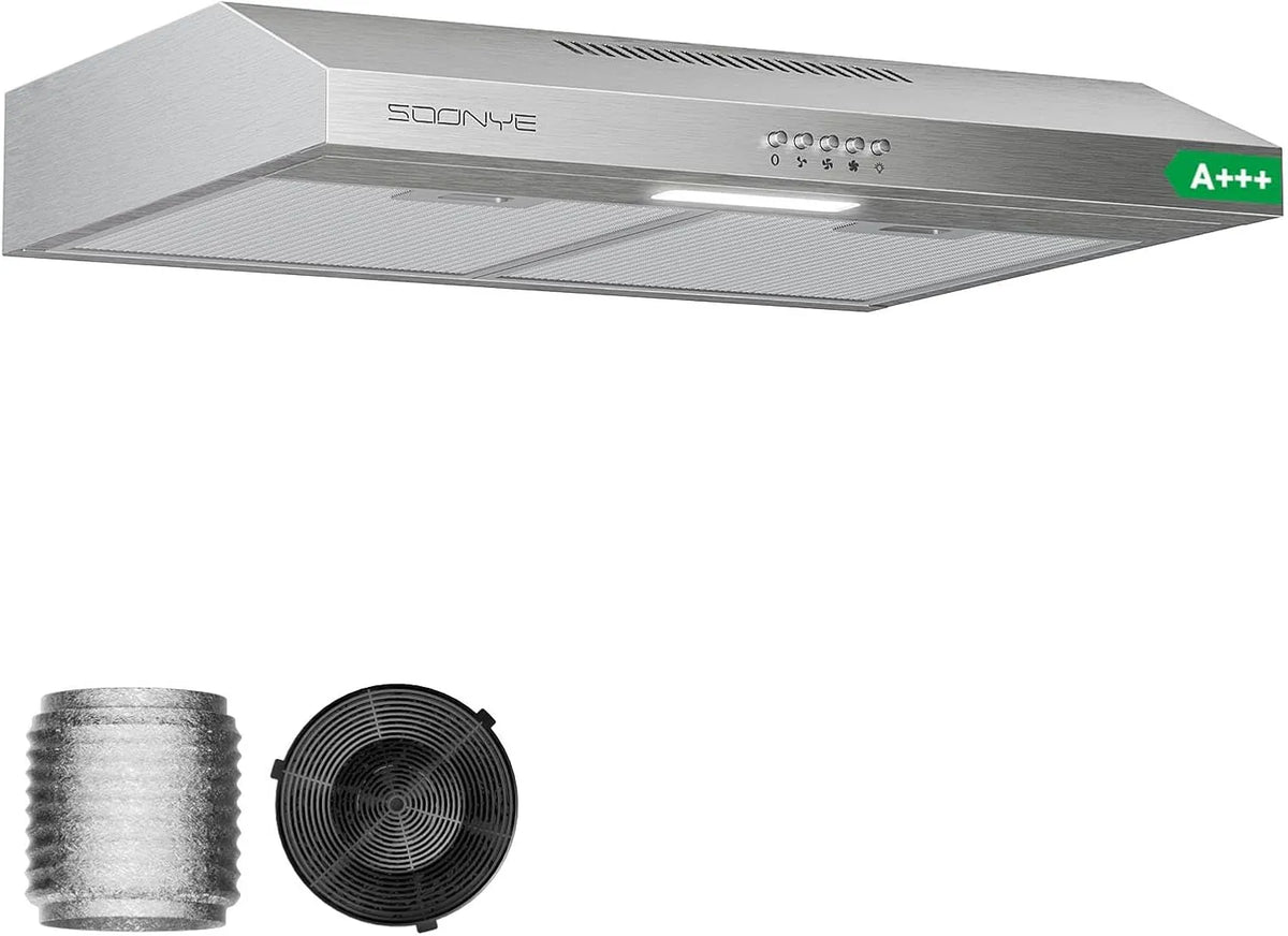 Soonye, Podstavné digestoře, 60cm A + + + rozsah nástavby 60 cm, cirkulační vzduchová komora cirkulující, Stříbrná, 60cm, 60dB, 3L