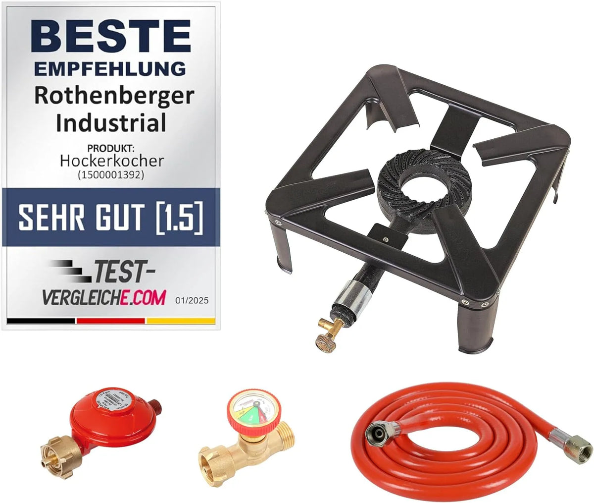 Rothenberger, Průmyslová stolice Cooker vč. 1, 5 m Propane plynová hadice & Propane Constant, Černá, 542 g