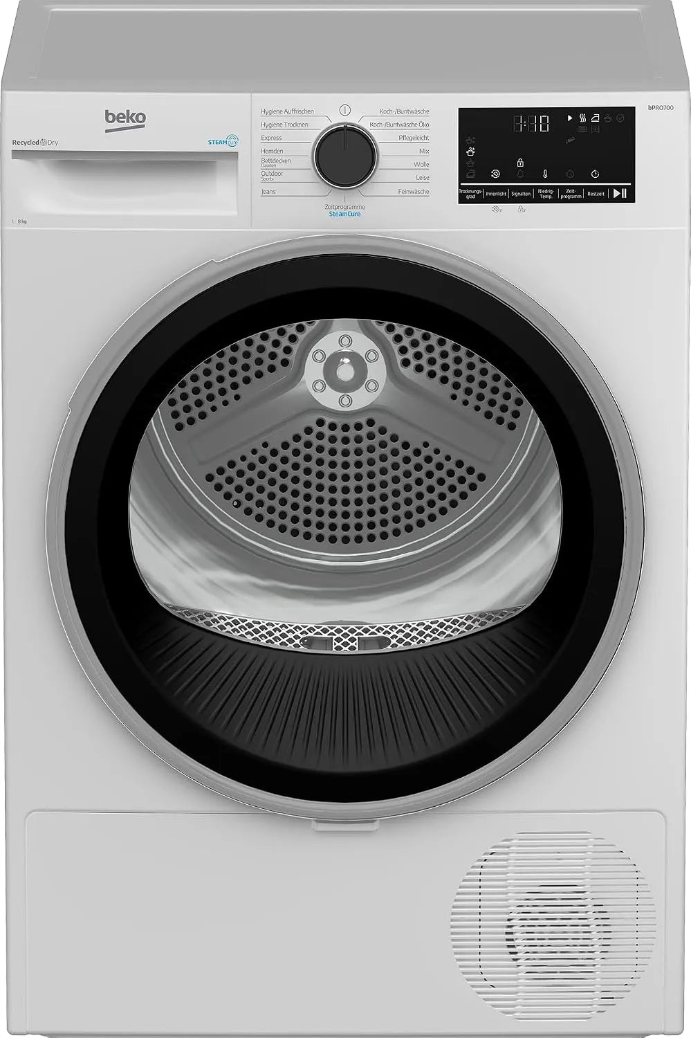 Beko B5TD6821B, Sušičky s tepelným čerpadlem, sušička, 8 kg, přední nakladač sušička, 15 programů, senzor sušička, tichý, Bílá