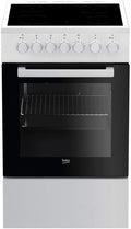 Beko FSS57100GW, Sporáky, Skleněná keramická kamna, 60 l, 4 plameny, bílá, 57100G, 50 cm, 1200 w