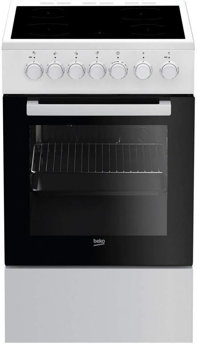 Beko FSS57100GW, Sporáky, Skleněná keramická kamna, 60 l, 4 plameny, bílá, 57100G, 50 cm, 1200 w