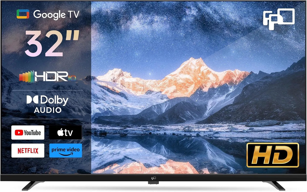 FPD 720p, Televizory, Smart TV 32 palců (81cm) TV s Google TV, hlasová kontrola, kompatibilní s Google, Černá, 81cm