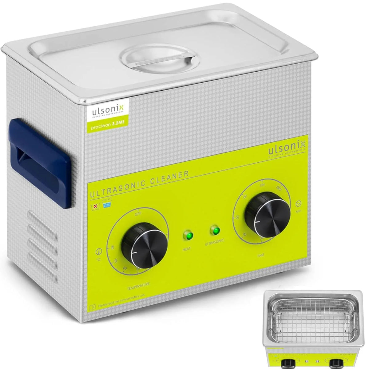 Ulsonix 3.2MS, Laboratorní čisticí prostředky, Ultrazvuková pračka Ultrazvuková pánev PROCLEAN (3.2 l, 120 W, nerezová ocel, 230, Stříbrná, 3.2 l