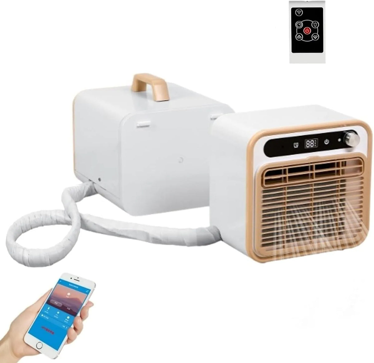 Generic 2M/tube, Splitové klimatizace, Přenosný štípací klimatizátor vzduchu, inteligentní chladicí klimatizaci s Wi-Fi, Bílá, 13 kg, 500 W