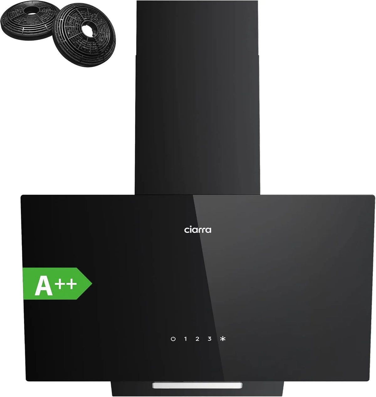 CIARRA CBCB6750C CB6750C, Nástěnné digestoře, A + + Fumová extraktor kapota 60 cm cirkulující vzduch Dotykový provoz s, Černá, 60 cm, 002X2