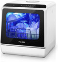 FOHERE 2-in-1, Stolní myčky nádobí, FOSERE Mini myčka s 5L nádrží, časovač funkce, voda, 6 programů, LED displej, Bílá, 5L, 1 v, 43x 43x46