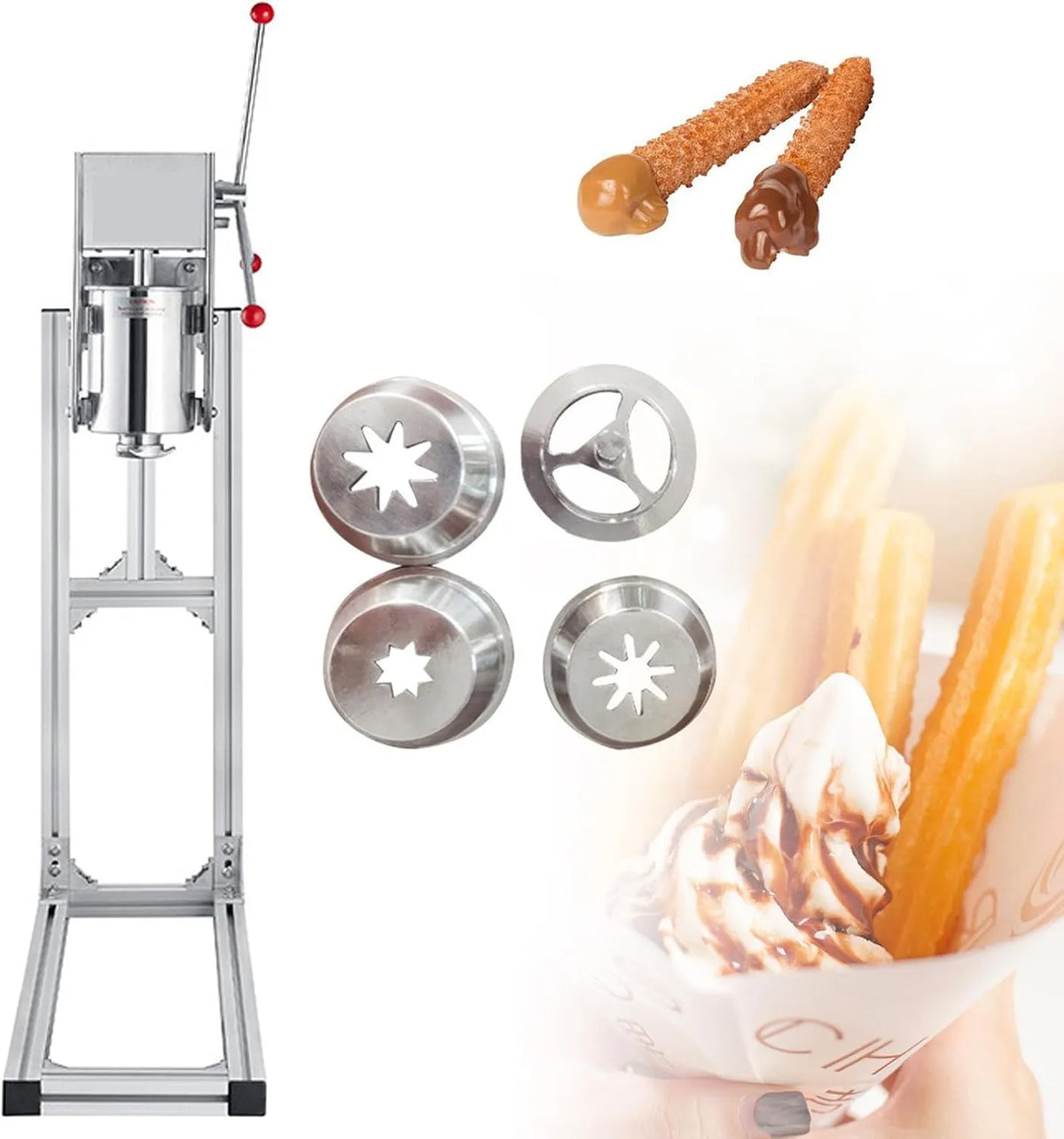 Generic, Stroje na výrobu koblih, Smart Home, nerezová komerční náplň na moučník pro churros a koblihy, ideální pro, Stříbrná, 3 l, 5 l, 7 l
