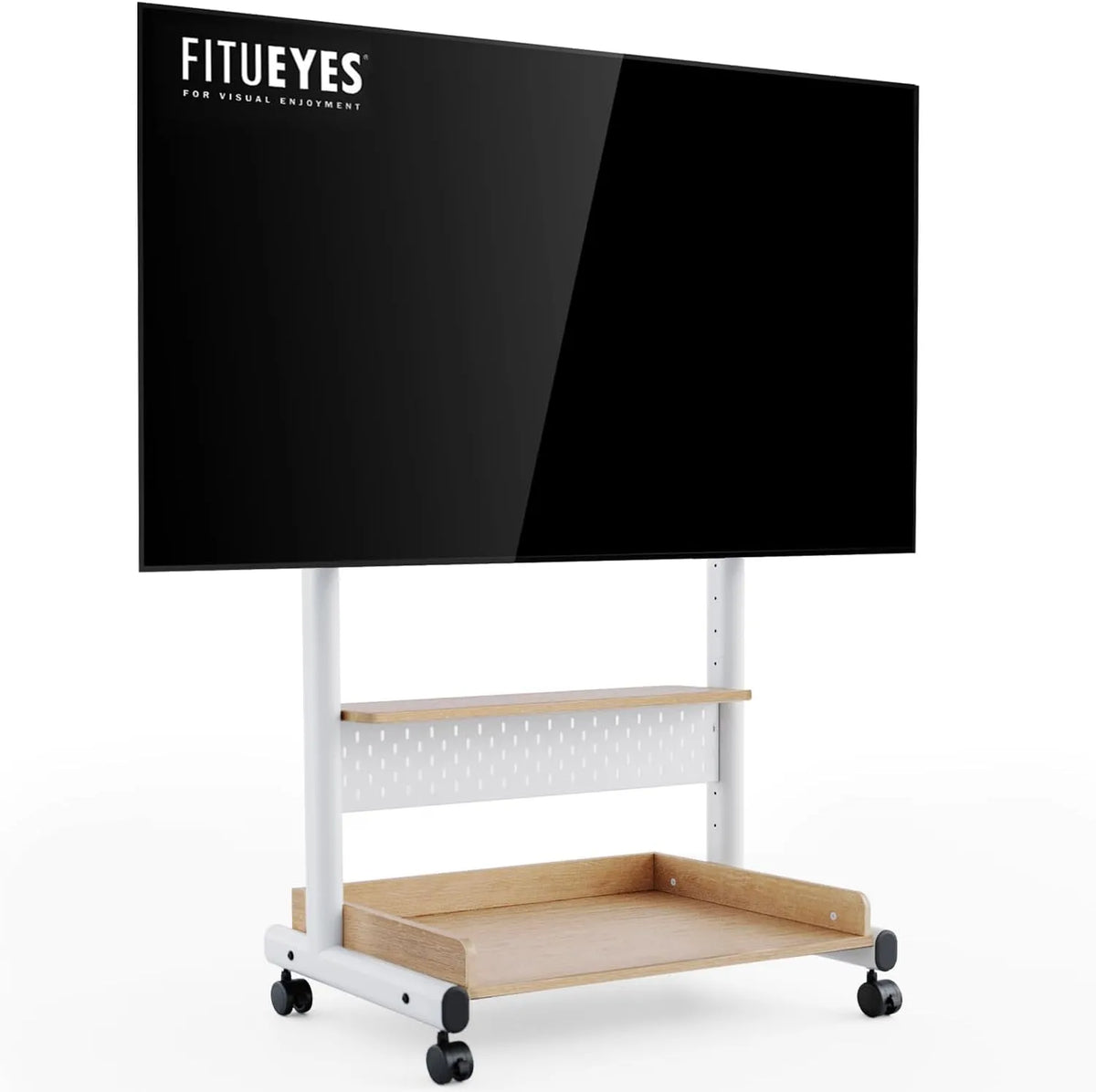 FITUEYES, Stojanové nohy, Stojan na TV Kolečková lišta pro 40- 85 palců, Max VESA 600x400mm, příroda, Černá, 600x400mm, 60 kg, 1406 mm