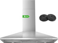 SNDOAS, Nástěnné digestoře, 90cm A + + vzdálenost 90 cm cirkulující vzduch / výfukový vzduch, 350 m3 / h, Černá / stříbrná, 90cm, 59 dB, 2 × 1