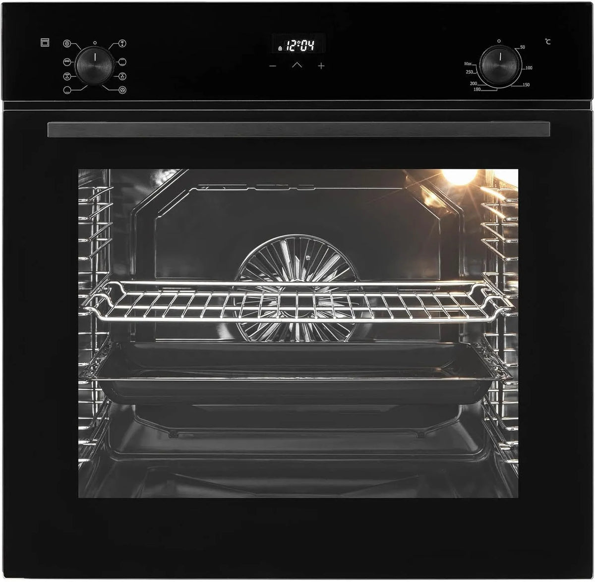 Oranier, Trouby, Oranžová budova v troubě 60 cm s 9 funkcemi, zasouvatelné kolečkové kolečko, 3D, Černá / stříbrná, 60 cm, 596 mm, 595 mm