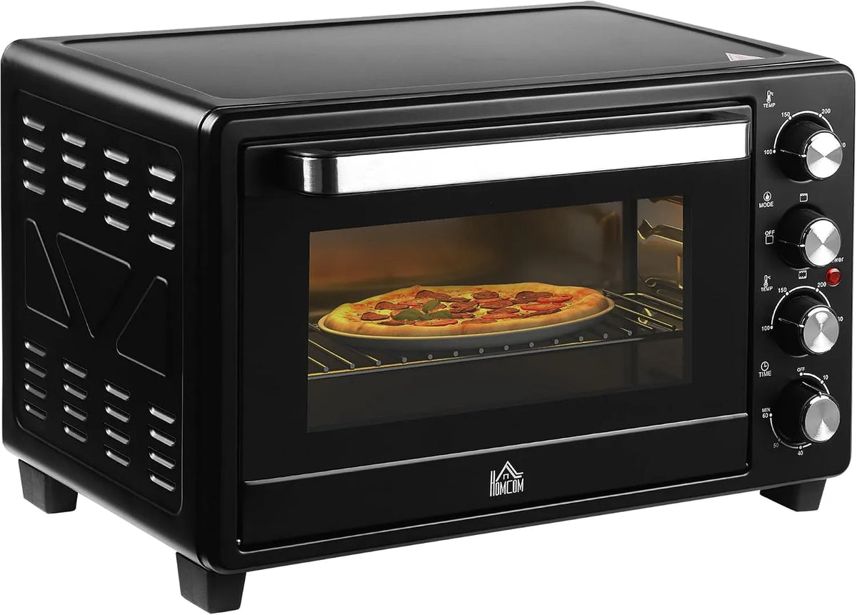 HOMCOM C-230, Mini trouby, Mini Pekárenský nábytek 32L 100 ° ° C 1600 W 3 Vaření Mode nerezové oceli černá, Stříbro / Černá, 32L, 1600 W, 3 V